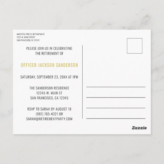 警察退職パーティーブルーライン法執行部 ポストカード (裏面)