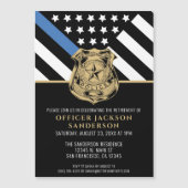 警察退職パーティーブルーライン法執行部 マグネット招待状 (正面)