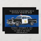 警察退職パーティーヴィンテージカーブルーライン 招待状 (正面/裏面)