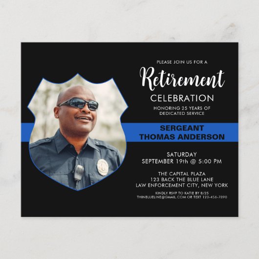 警察退職パーティー予算写真招待状 (正面)