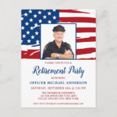 警察退職パーティー写真米国アメリカ国旗 インビテーションポストカード (正面)