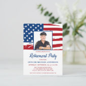 警察退職パーティー写真米国アメリカ国旗 インビテーションポストカード (スタンド正面)