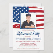 警察退職パーティー写真米国アメリカ国旗 招待状 (正面)