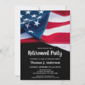 警察退職パーティー愛国的アメリカ国旗 招待状 (正面)