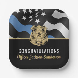 警察退職パーティー法エンフォメント・ブルーライン ペーパープレート
