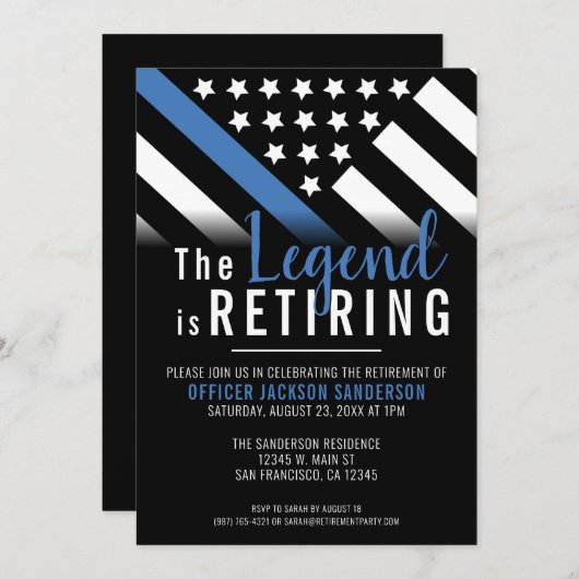 警察退職パーティー法執行官 招待状 (正面/裏面)