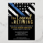 警察退職パーティー法執行官 箔招待状 (正面)