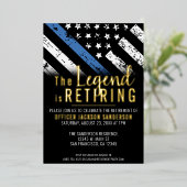 警察退職パーティー法執行官 箔招待状 (立ち正面)