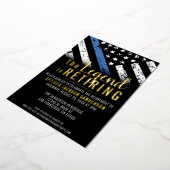 警察退職パーティー法執行官 箔招待状 (回転した状態)