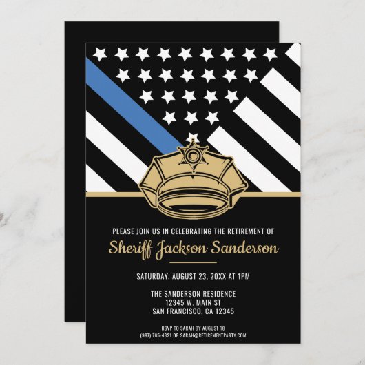 警察退職パーティー法執行機関 招待状 (正面/裏面)
