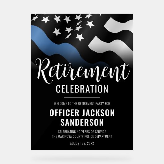 警察退職パーティー法執行歓迎 アクリルサイン (正面)