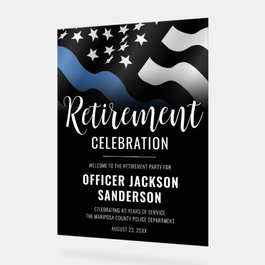 警察退職パーティー法執行歓迎 アクリルサイン (傾斜)