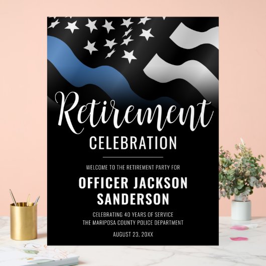 警察退職パーティー法執行歓迎 アクリルサイン (ウェディング)