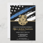 警察退職パーティー法執行青色線 招待状 (正面)