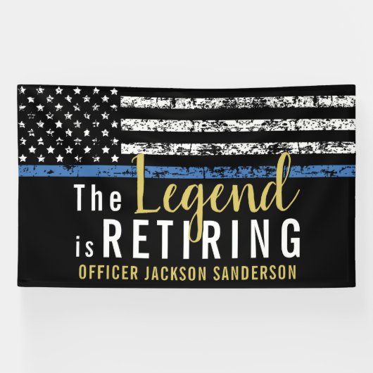 警察退職パーティー法執行青色線 横断幕 (横)