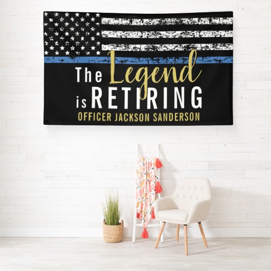 警察退職パーティー法執行青色線 横断幕 (インサイチュ)