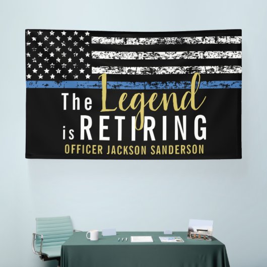 警察退職パーティー法執行青色線 横断幕 (トレードショー)