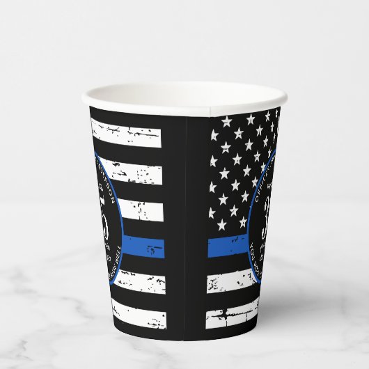警察退職パーティー法執行青色線 紙コップ (右)