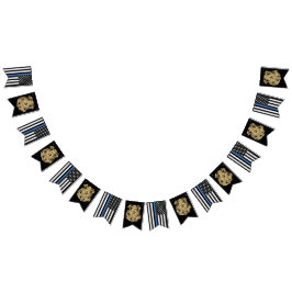 警察退職パーティー薄いブルーラインバッジ バンティングフラッグ