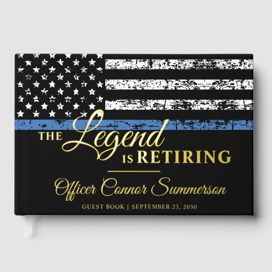 警察退職パーティー薄い青い線のフラグ ゲストブック (正面)