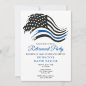 警察退職パーティー薄い青い線のフラグ 招待状 (正面)
