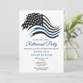 警察退職パーティー薄い青い線のフラグ 招待状 (スタンド正面)