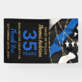 警察退職パーティー薄い青い線のフラグ 横断幕 (横)