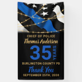 警察退職パーティー薄い青い線のフラグ 横断幕 (縦)