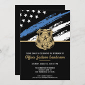 警察退職パーティー 法執行機関ブルーライン 招待状 (正面/裏面)