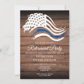 警察退職パーティー 薄い青い線 ラスティック 招待状 (正面)