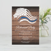 警察退職パーティー 薄い青い線 ラスティック 招待状 (スタンド正面)