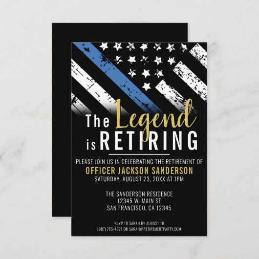 警察退職ブルーライン法執行パーティー 招待状 (正面/裏面)
