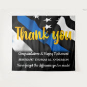 警察退職ブルー金ゴールドスクリプト法執行部 タペストリー (正面(横))