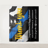 警察退職ブルー金ゴールドスクリプト法執行部 タペストリー (正面)