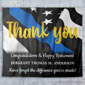 警察退職ブルー金ゴールドスクリプト法執行部 タペストリー