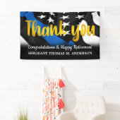 警察退職ブルー金ゴールドスクリプト法執行部 横断幕 (インサイチュ)