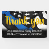 警察退職ブルー金ゴールドスクリプト法執行部 横断幕 (横)