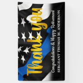 警察退職ブルー金ゴールドスクリプト法執行部 横断幕 (縦)