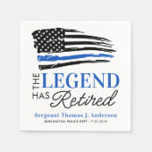 警察退職伝説退職した薄い青い線 スタンダードカクテルナプキン (正面)