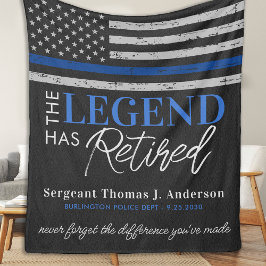 警察退職伝説退職した薄い青い線 フリースブランケット