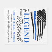 警察退職伝説退職した薄い青い線 フリースブランケット (正面(横))