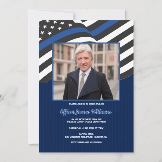 警察退職写真パーティの招待状 招待状 (正面)