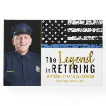 警察退職写真薄い青い線旗