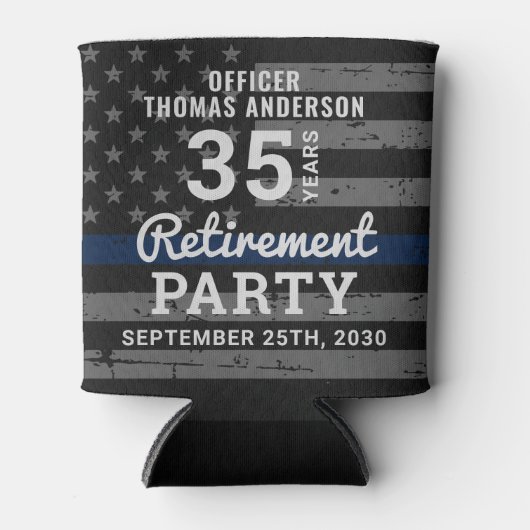 警察退職法執行細いブルーラインC 缶クーラー (正面)