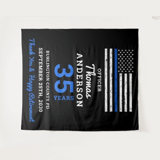 警察退職法執行細い青い線 タペストリー (正面(横))