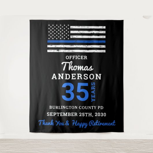 警察退職法執行細い青い線 タペストリー (正面)