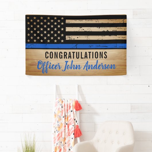 警察退職法執行細い青い線 横断幕 (インサイチュ)