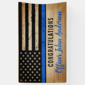 警察退職法執行細い青い線 横断幕 (縦)