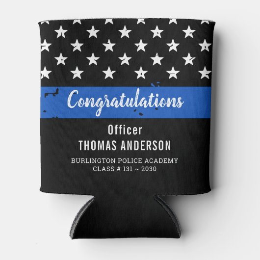 警察退職者卒業党シンブルーライン 缶クーラー (正面)