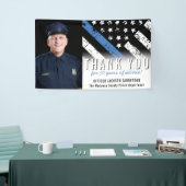 警察退職記念フォトブルーライン国旗 横断幕 (トレードショー)